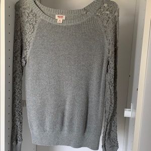 Light Gray Knit & Laced Sweater